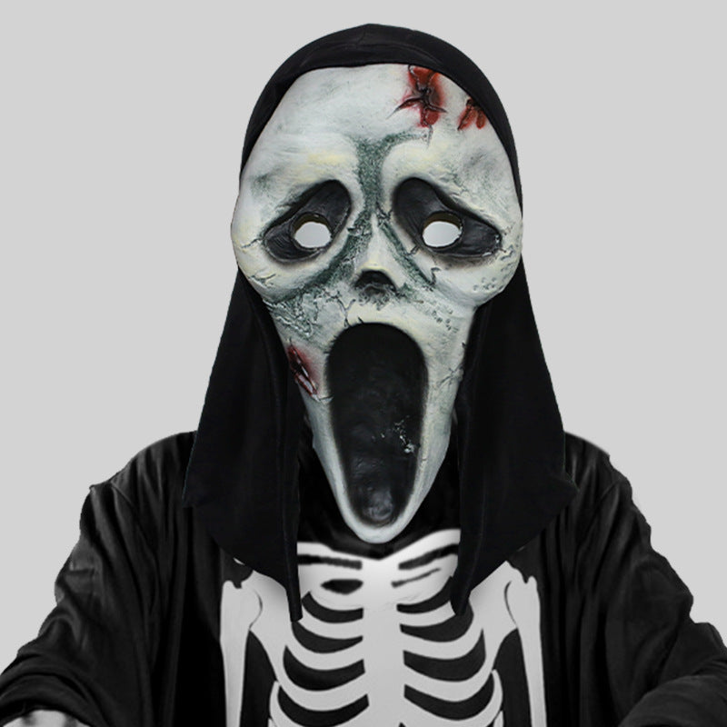Scream Horror Mask with Hood – Halloween Costume for Adults and Teens